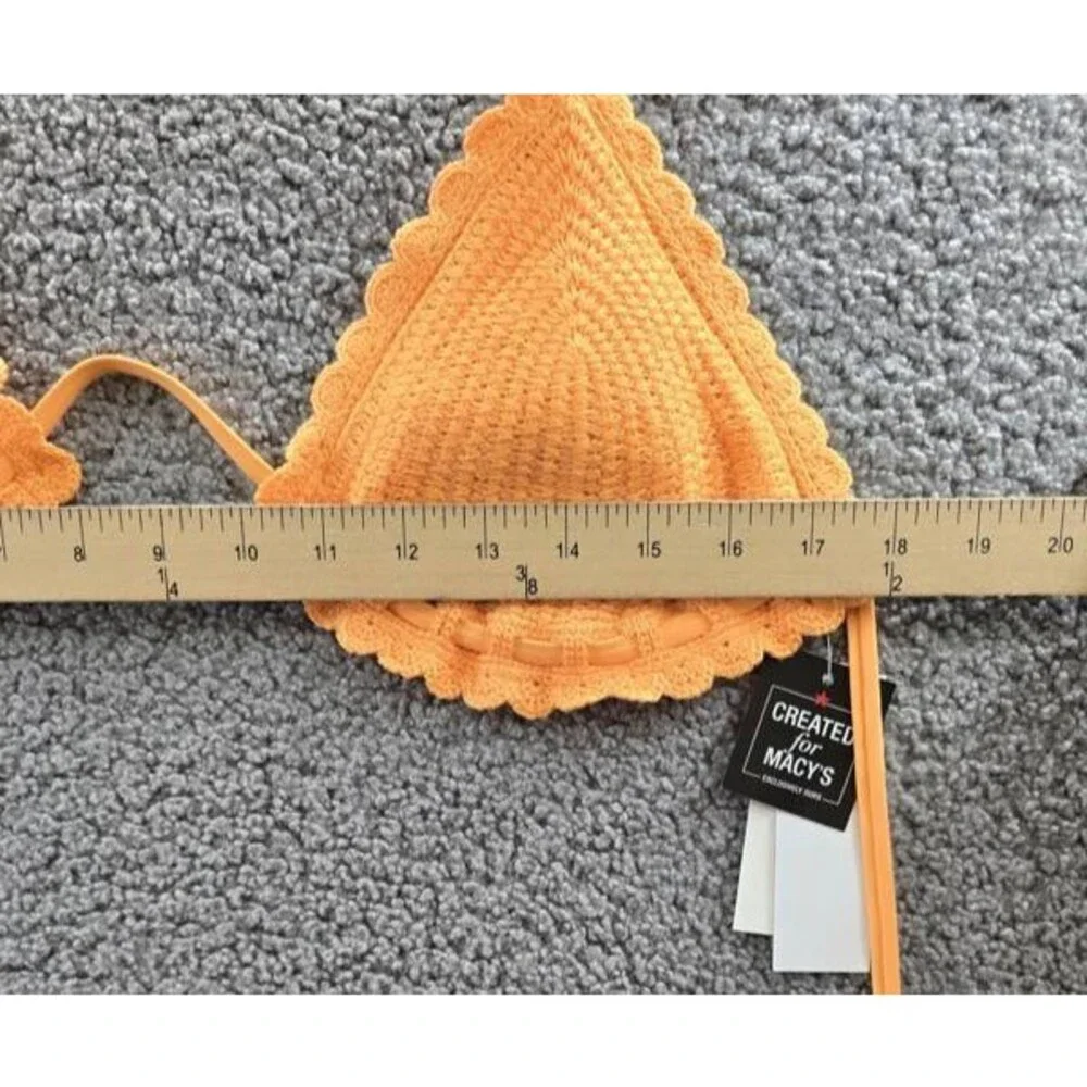 Salt + Cove Crochet Halter Triangle Bikini Juniors' XL Orange V-Neck Tie Closure